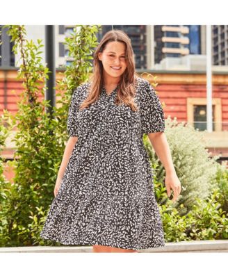 Plus Size Abstract Spot Shirt Dress