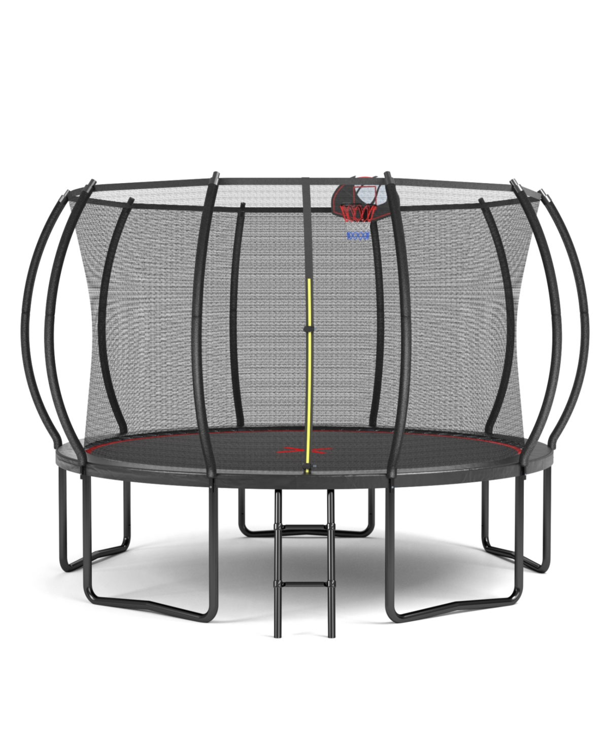 12FT trampoline Pumpkin- ladder-Black Red - Black+red