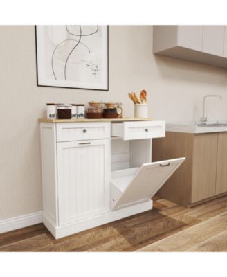 CASAINC E1 MDF Two Drawers and Dual Compartments for Kitchen Waste Storage Tilt-Out Trash Cabinet