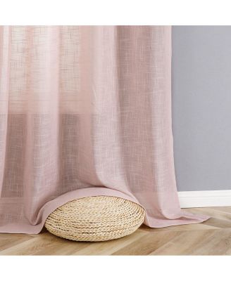 2 Pack Lux Thread Premium Woven Grommet Top Sheer Curtain Panels - Spice