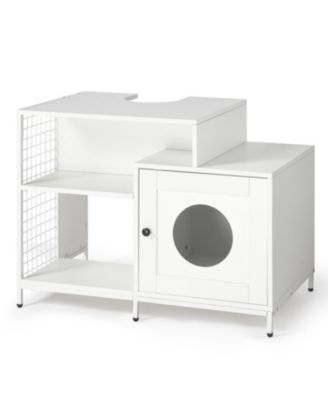 Cat Litter Box Enclosure - Hidden Washroom White