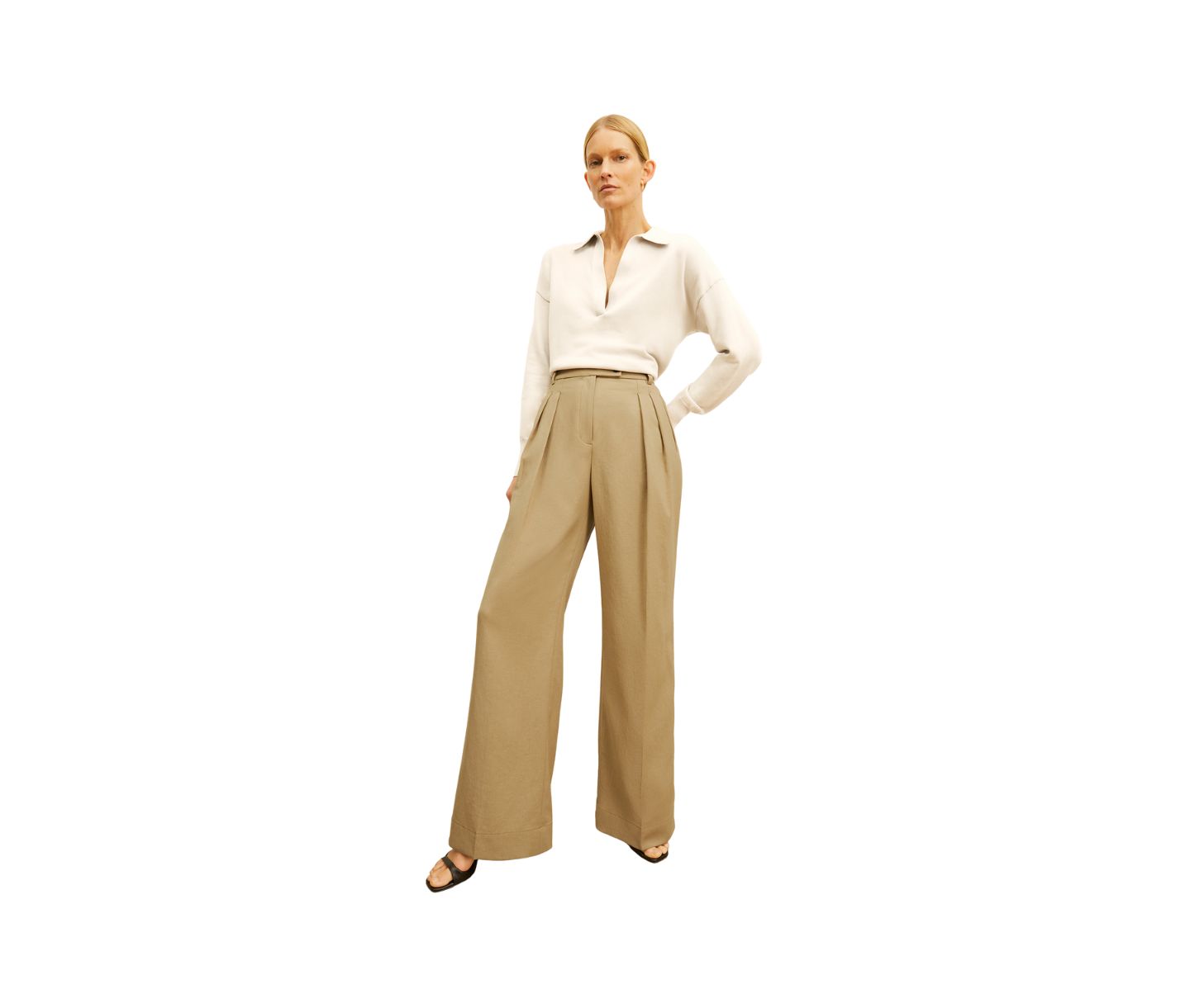 Женские брюки M.M.LaFleur Bia Pleated - Air Twill, цвет: Macaroon — фото 4