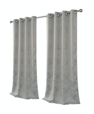 Living 2 Pack Delaney Room Darkening Damask Print Grommet Curtain - 52 in. W x 84 in. L