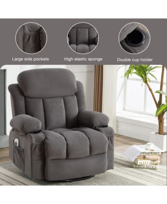 Swinging Recliner Massage Heated Sofa with USB and 2 Cup Holders