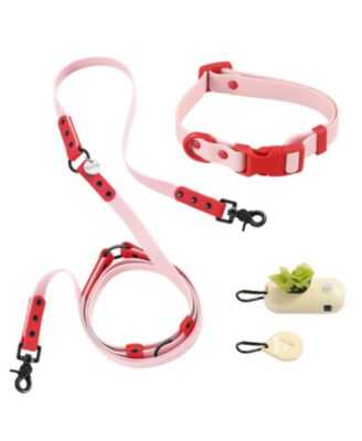Luna 8FT Adjustable 6-in-1 Waterproof Hands-Free Leash and Collar with LED Flashlight, Bag Dispenser, and Poop Bag Holder