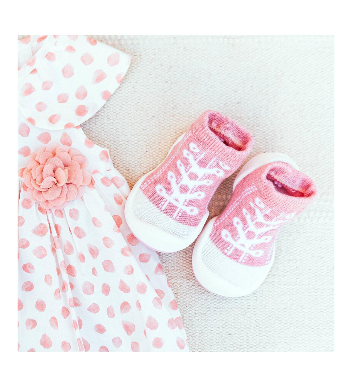 Детские Komuello Infant Girl Breathable Washable Non-Slip Sock Shoes Sneakers - Pink — фото 4