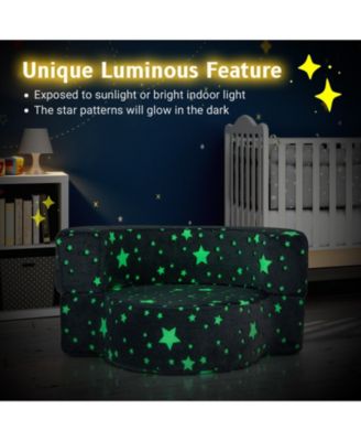 Convertible Toddler Sofa Chair with Glow-in-the-Dark Design – 2-in-1 Kids Seat with Removable Cover