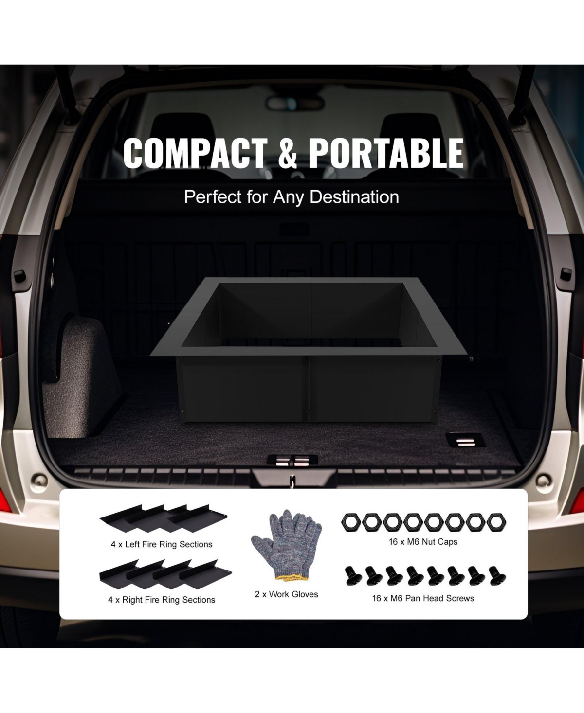 Slickblue Square Steel Fire Pit Ring Liner – Heavy-Duty Outer Liner for Diy Campfire and Backyard Fire Pits