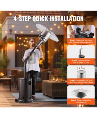 Hammered Finish Tall Propane Heater with Integrated Table – Elegant Outdoor Heating Solution for Patio or Garden