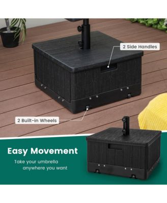 Patio 175lbs Fillable Umbrella Base w/ Table Tray Wheeled 3-in-1 Stand Outdoor