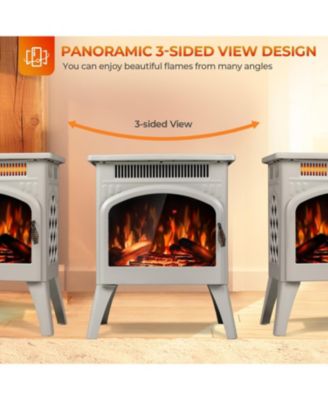 Electric Fireplace Heater 17" with Remote Control, Cathedral Stylish, Different Flame Effects and Log Set Colors, Adjustable Brightness and Heating Mode, Overheating Safe Design