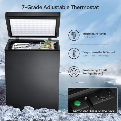 2.8 Cubic Chest Freezer  Feet Compact Freezer with 3 Removable Baskets, Free Standing Top open Door Deep Freezer, Adjustable Temperature for Home Dorm, Bar, Basement, Kitchen