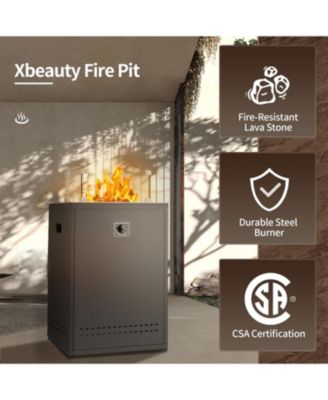 20" Square Fire Pit Table, Propane Fire Pit Table with Lava Rock/Windshield, for 20lbs Gas Tanks, Outdoor Fire Pit Table for Camping/Courtyard/Garden