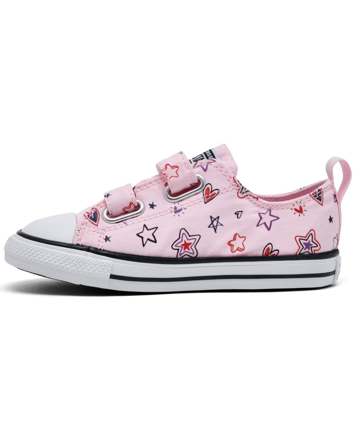 Converse Toddler Girls Chuck Taylor All Star Doodles 2v Stay-put Closure Strap Low Top Casual Sneakers From F In Pink