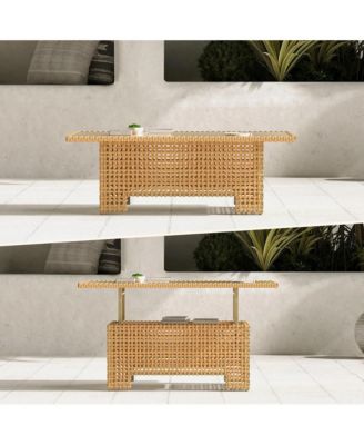 Outdoor Multi Functional Lifting Table,W/ Integrated Storage,Desktop Height Adjusted Freely