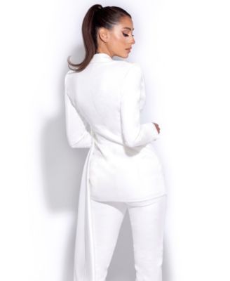 Women Vayla White Skinny Fit Crepe Trousers