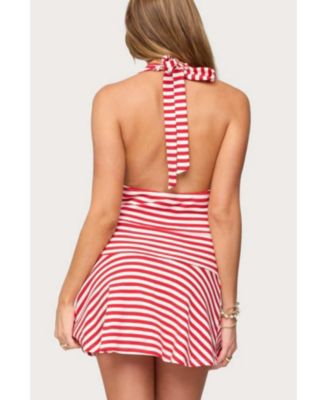 Women's Cowl Neck Drop Waist Mini Dress