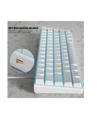 60% Wired Mechanical Gaming Keyboard, Ice Blue LED Backlit 61 Keys Mini Wired Office Keyboard