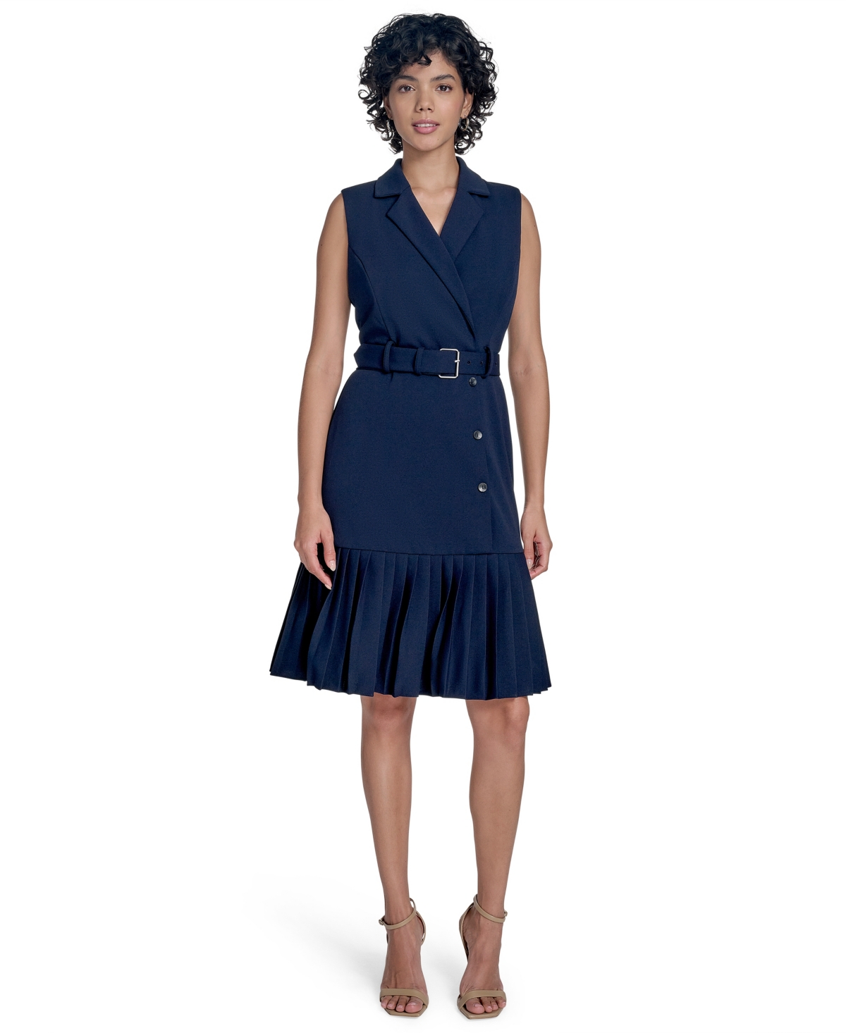 Women's Collared Sleeveless Sheath Dress - Black