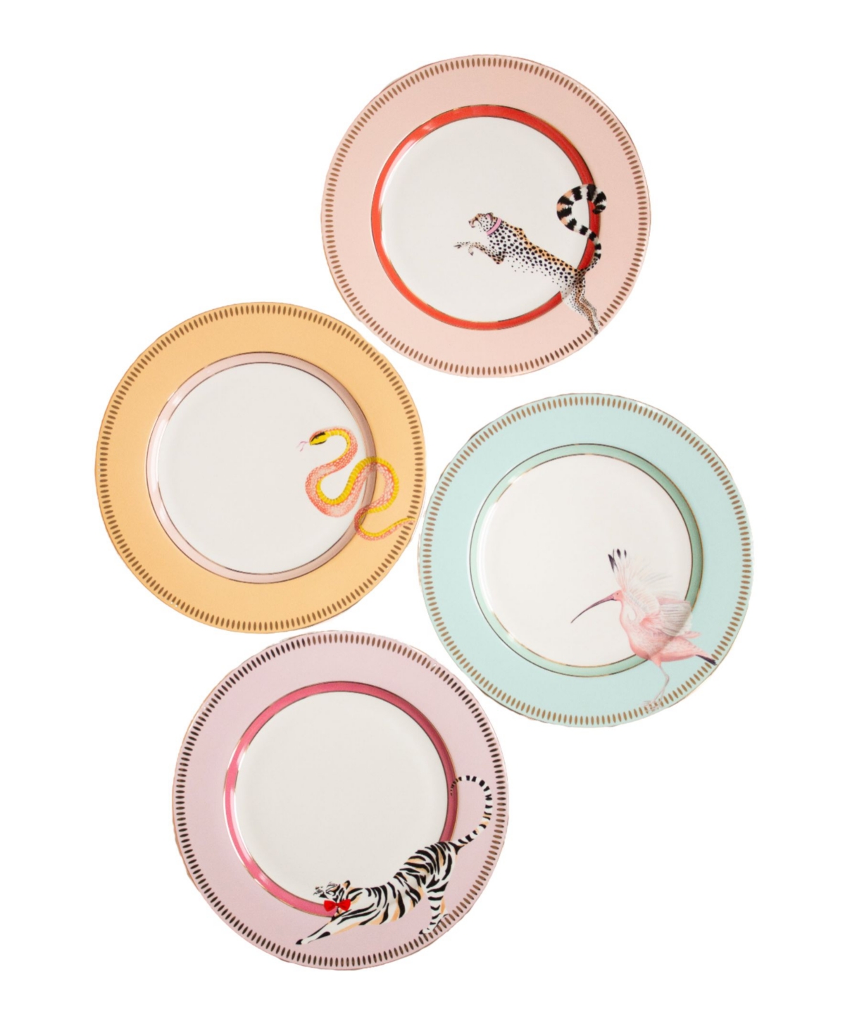 Yvonne Ellen Animal Dinner Plates, Set Of 4 In Multi