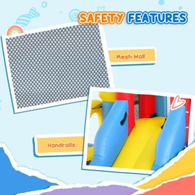 6 in 1 Inflatable Water Slide Park with 550W Blower for Kids 3-8 Years