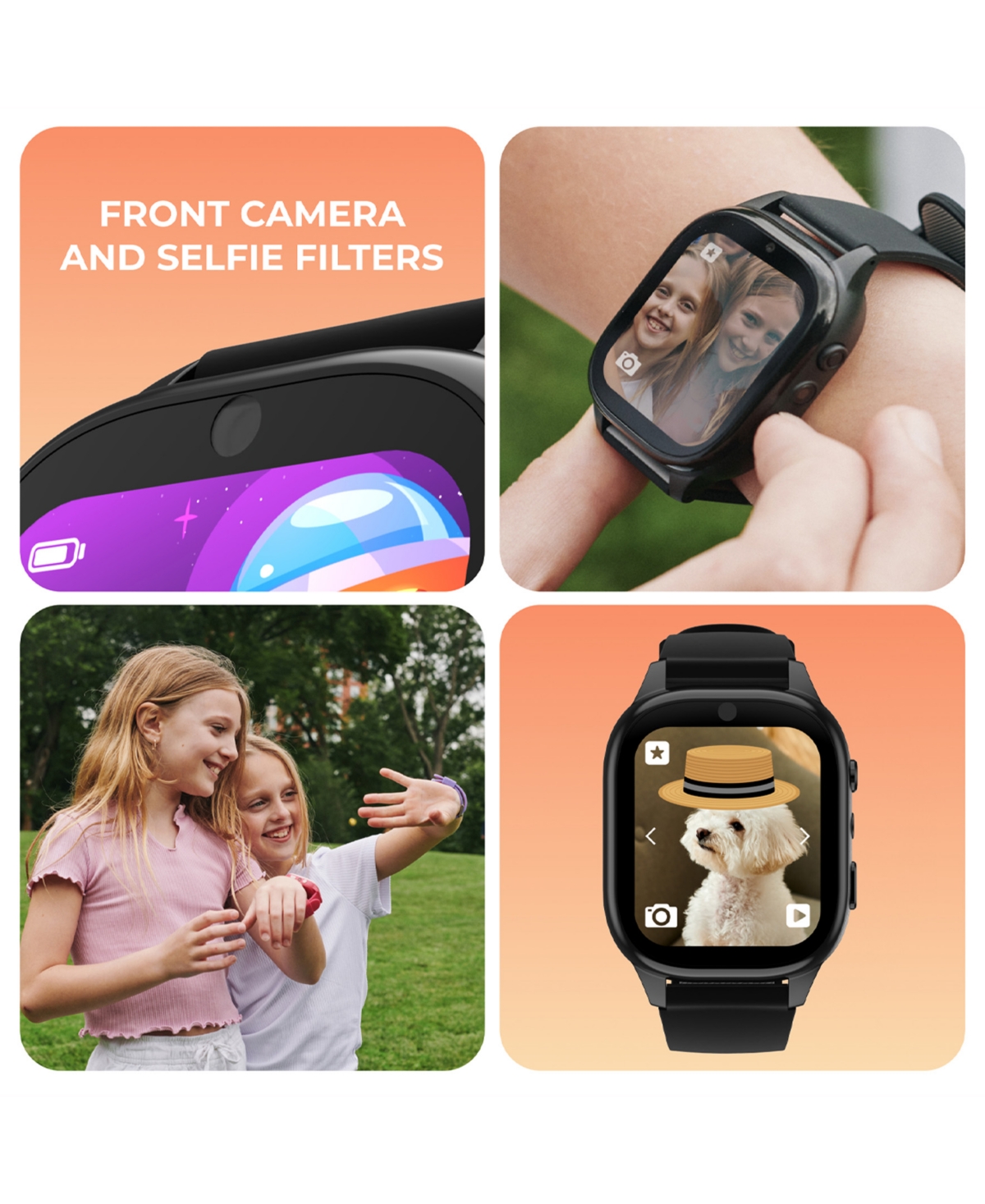 Playzoom 4 Kids Red And Black Print Leather Silicone Strap Smartwatch, 49mm In Multi