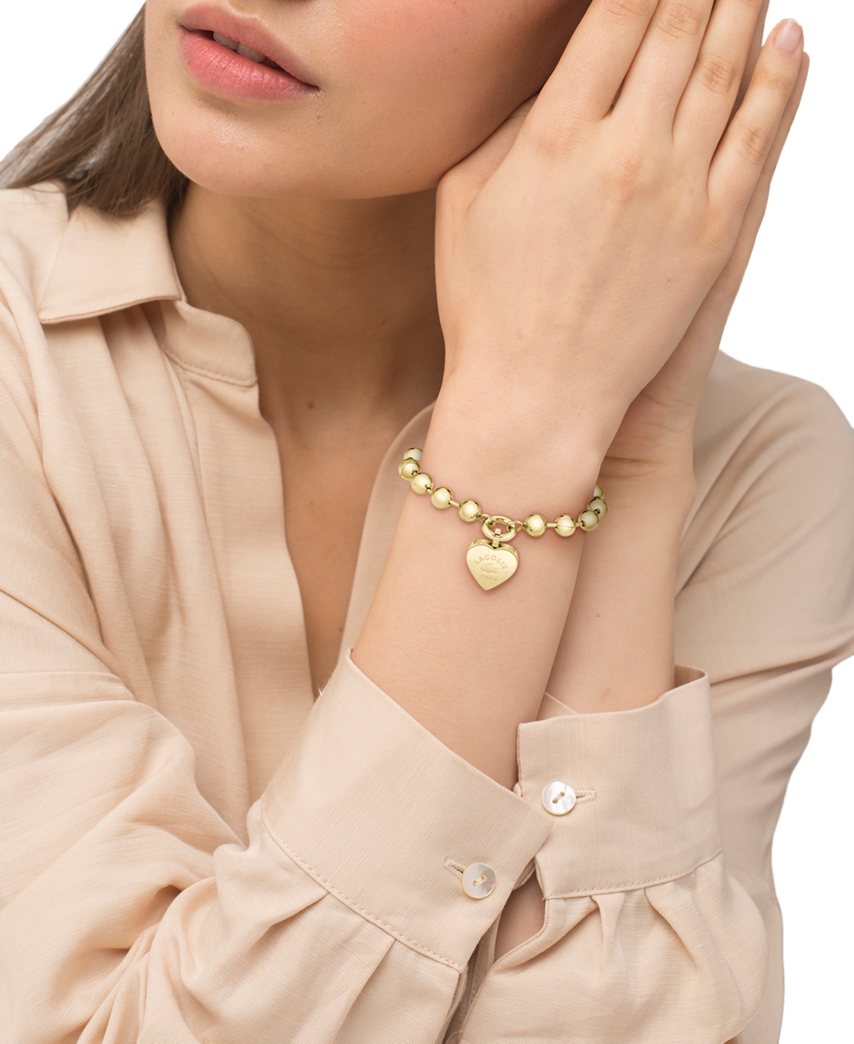 Lacoste Logo Heart Beaded Bracelet