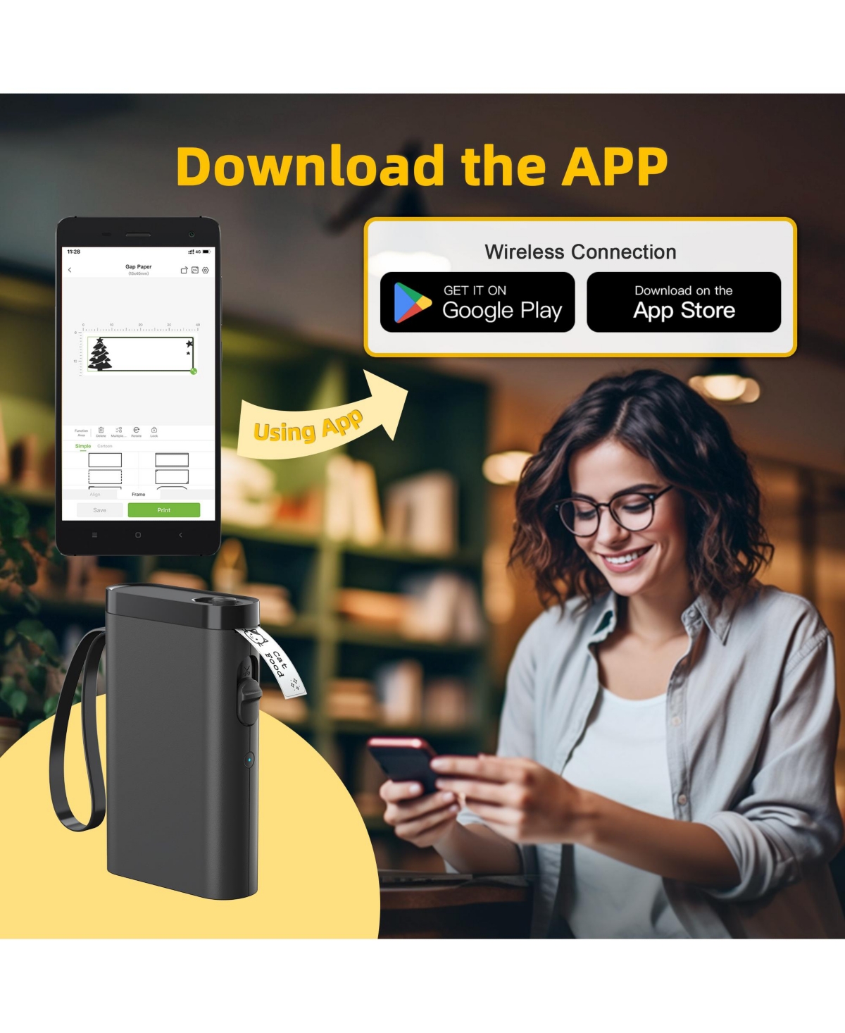 Polono Label Maker Machine with Tape, P21-a Bluetooth Label Printer, Wireless Mini Label Makers with Multiple Templates for Organizing Office Home