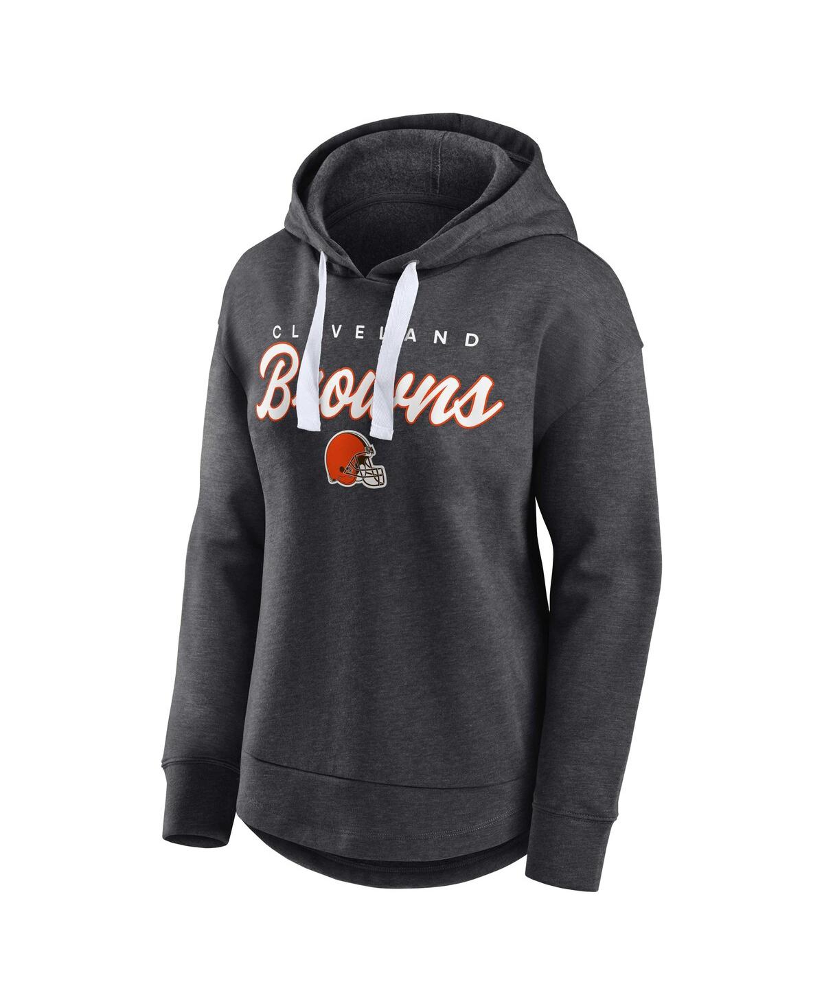 Fanatics Women's Heather Charcoal Cleveland Browns Set To Fly Pullover Hoodie In Gray