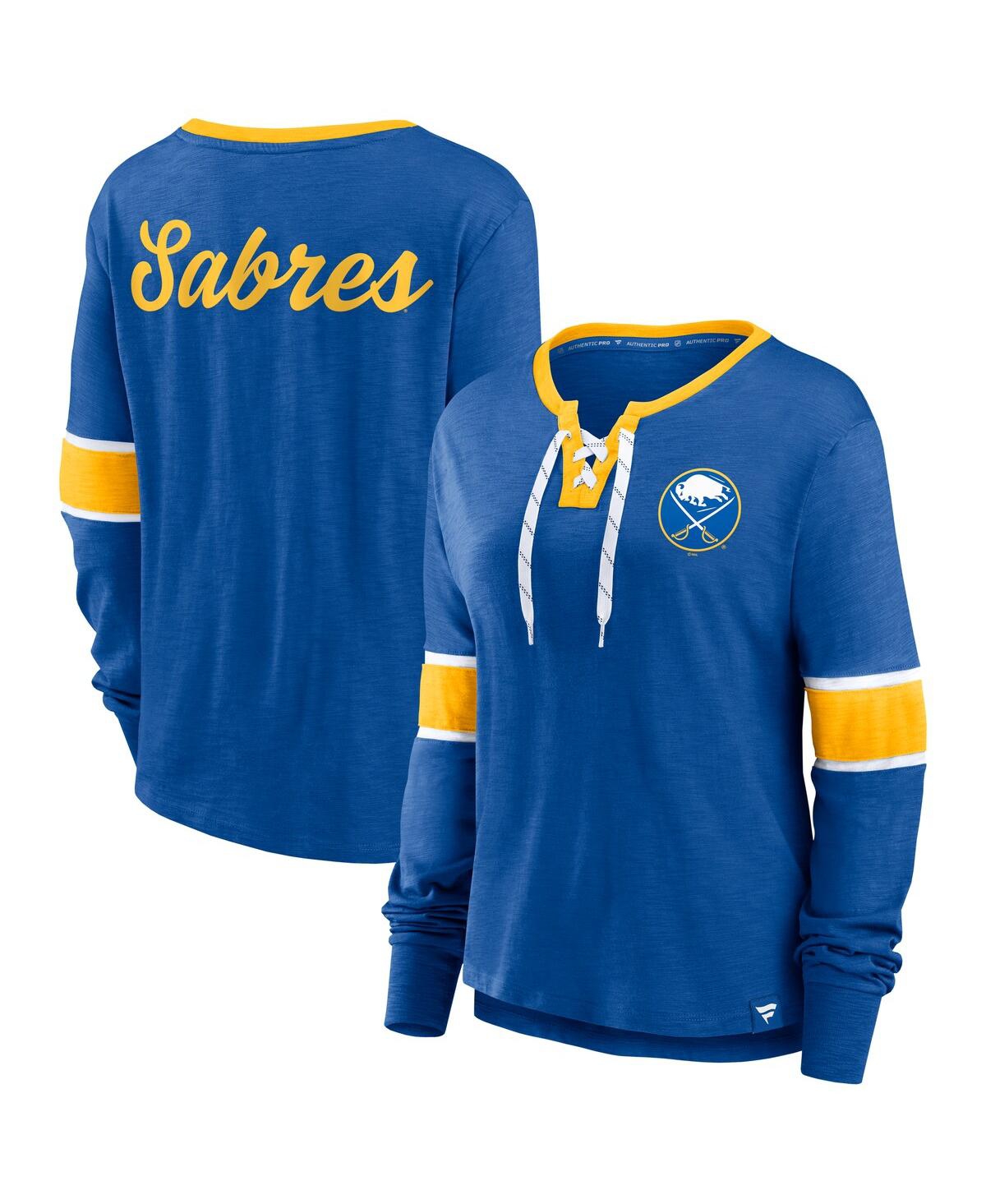 Fanatics Women's Royal Buffalo Sabres Effervescent Exclusive Lace-up Long Sleeve T-shirt In Blue