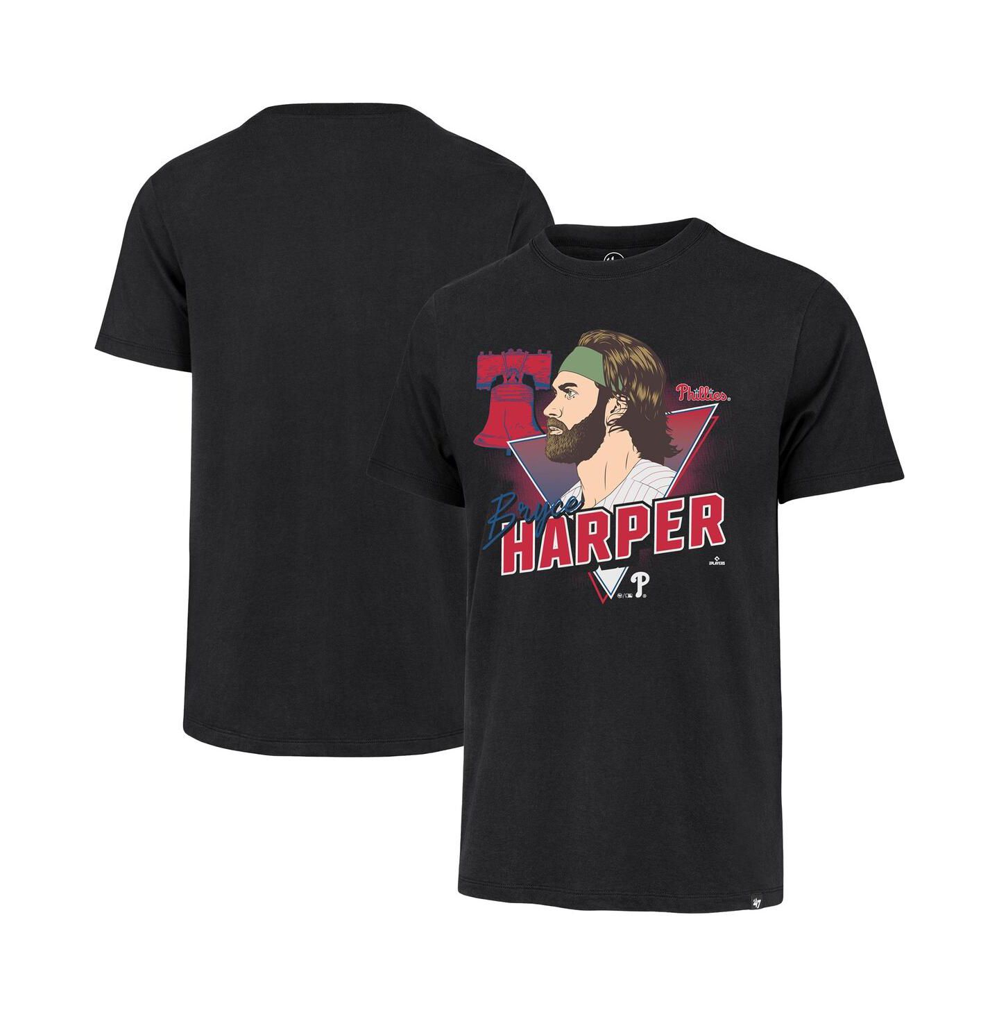 Мужская футболка '47 Brand Bryce Harper Black Philadelphia Phillies Player Caricature Franklin — фото 1