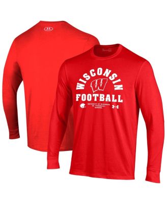 Under Armour - Men's Red Wisconsin Badgers 2025 Sideline Football Performance Cotton Long Sleeve T-Shirt