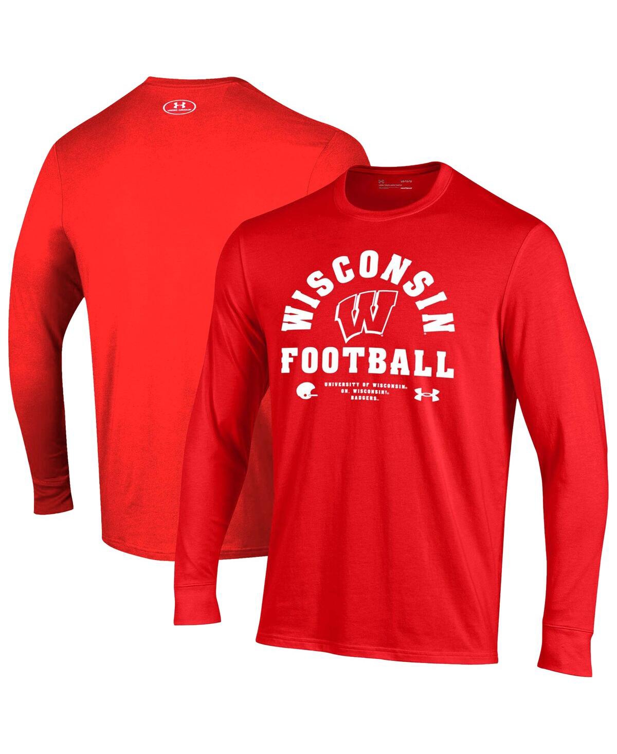 Men's Red Wisconsin Badgers 2025 Sideline Football Performance Cotton Long Sleeve T-Shirt - Red