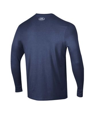 Men's Navy Notre Dame Fighting Irish 2025 Sideline Football Performance Cotton Long Sleeve T-Shirt