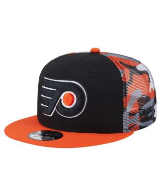 New Era - Men's Black/Orange Philadelphia Flyers Camo Meshback 9FIFTY Snapback Hat