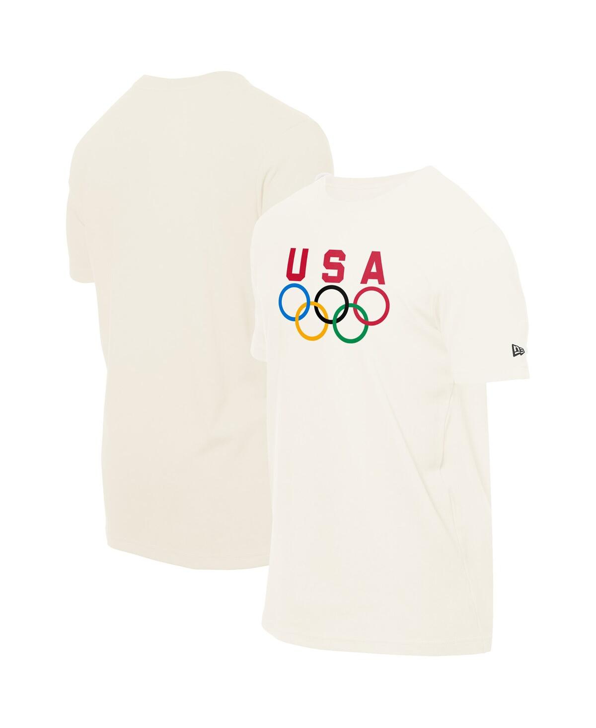 Men's Cream Team Usa 5 Rings Chrome T-Shirt - Cream