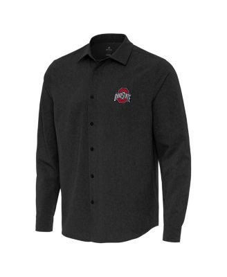 Men's Black Ohio State Buckeyes Exposure Woven Long Sleeve Button-Up Shirt