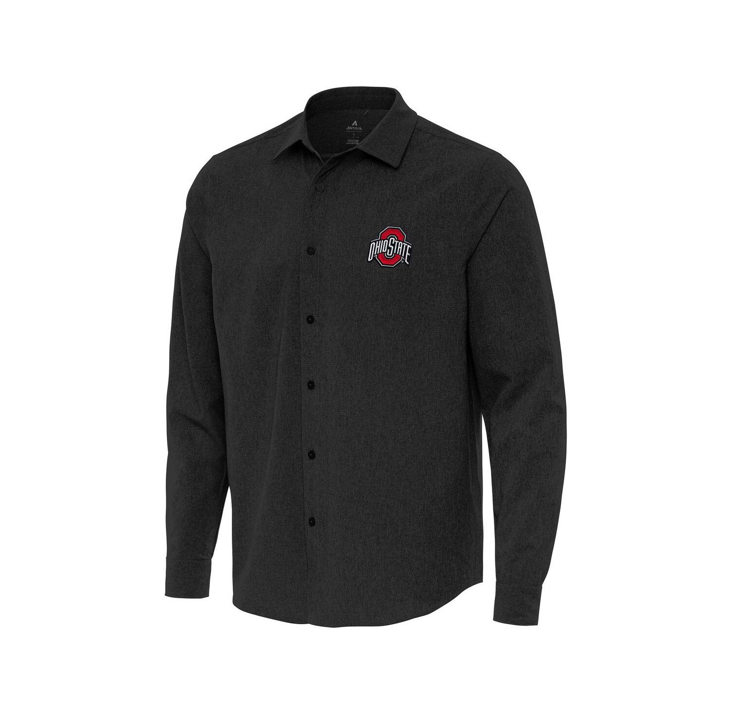 Men's Black Ohio State Buckeyes Exposure Woven Long Sleeve Button-Up Shirt