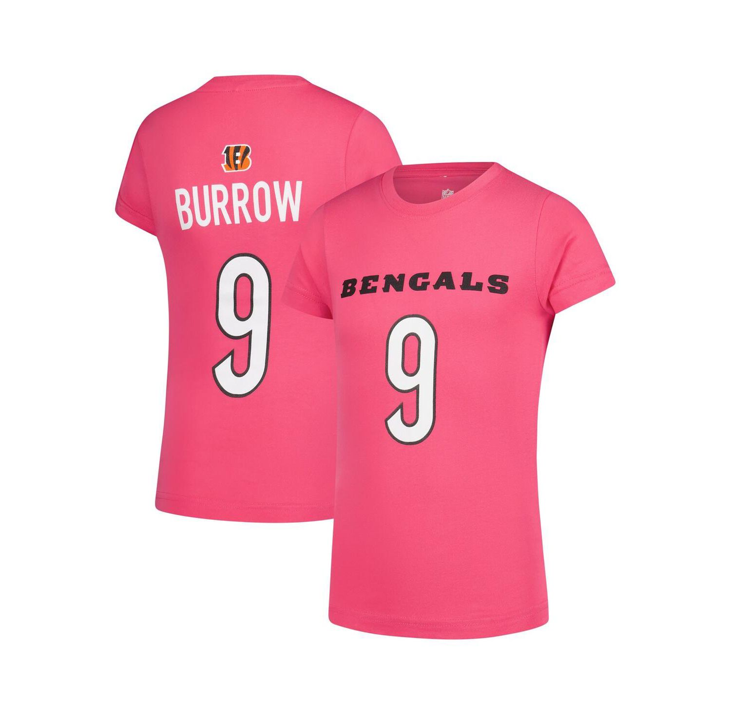 Big Girls Joe Burrow Pink Cincinnati Bengals Player Name & Number T-Shirt