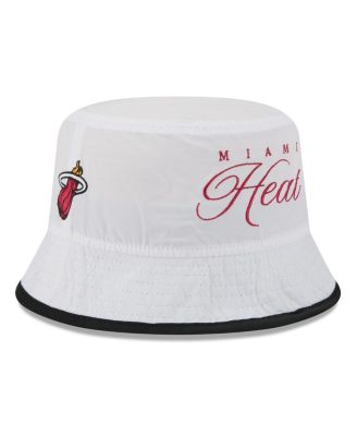 New Era - Men's White/Black Miami Heat 2025 NBA Draft Nylon Bucket Hat