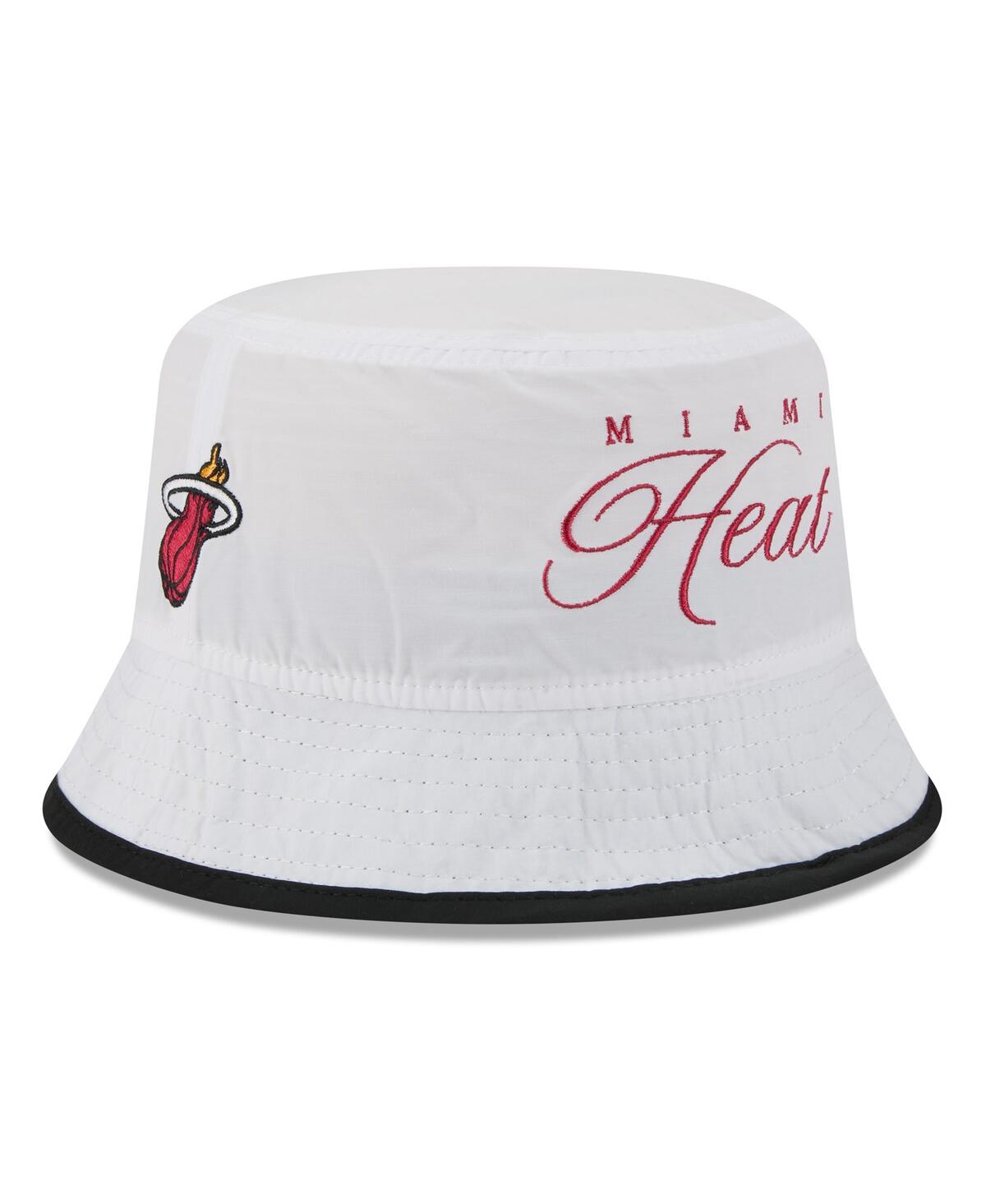 New Era Men's White/black Miami Heat 2025 Nba Draft Nylon Bucket Hat In Multi