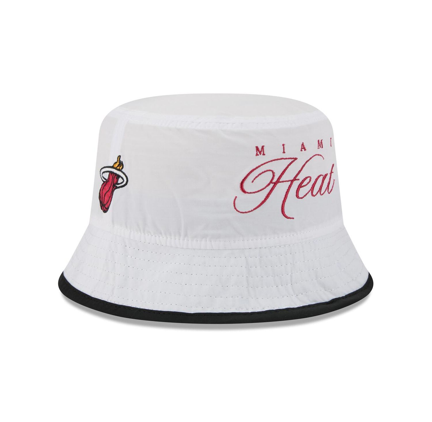 Men's White/Black Miami Heat 2025 NBA Draft Nylon Bucket Hat