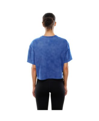 Women's&nbsp;Blue Detroit Lions Cropped Boxy Sport Classics Mineral Wash T-Shirt