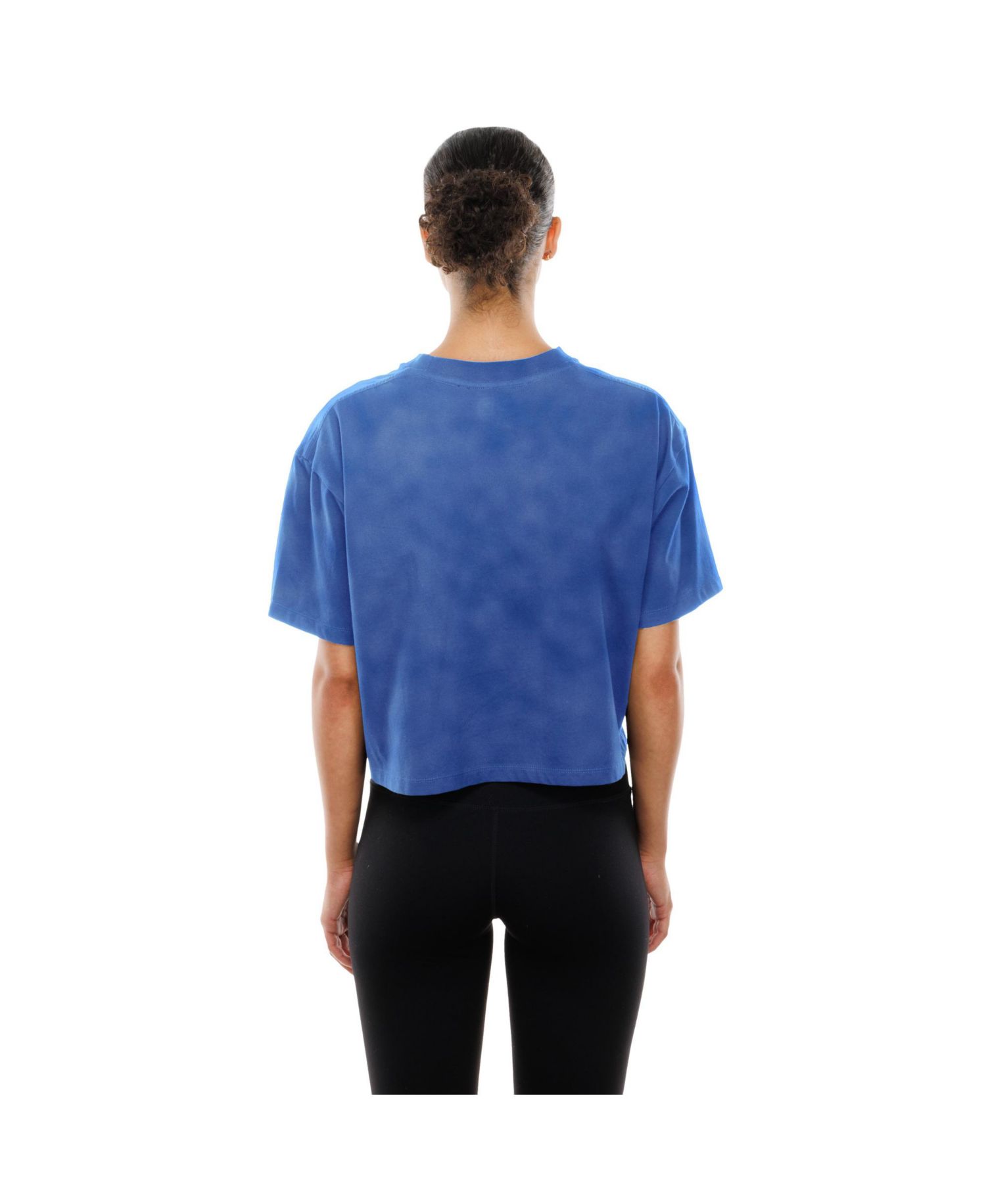 Women's Blue Detroit Lions Cropped Boxy Sport Classics Mineral Wash T-Shirt