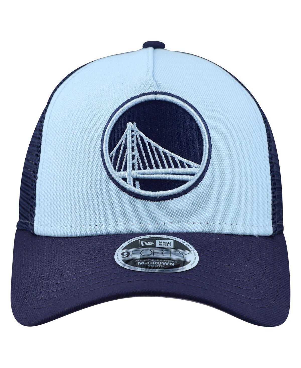 New Era Big Boys And Girls Light Blue Golden State Warriors Colorpack 9forty A-frame Trucker Adjustable Hat In Blue