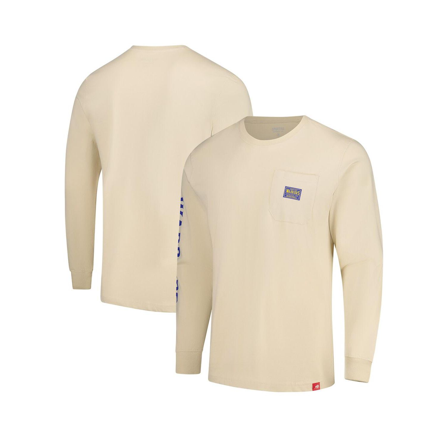 Men's and Women's Cream Golden State Warriors Wales Heavyweight Pocket Long Sleeve T-Shirt