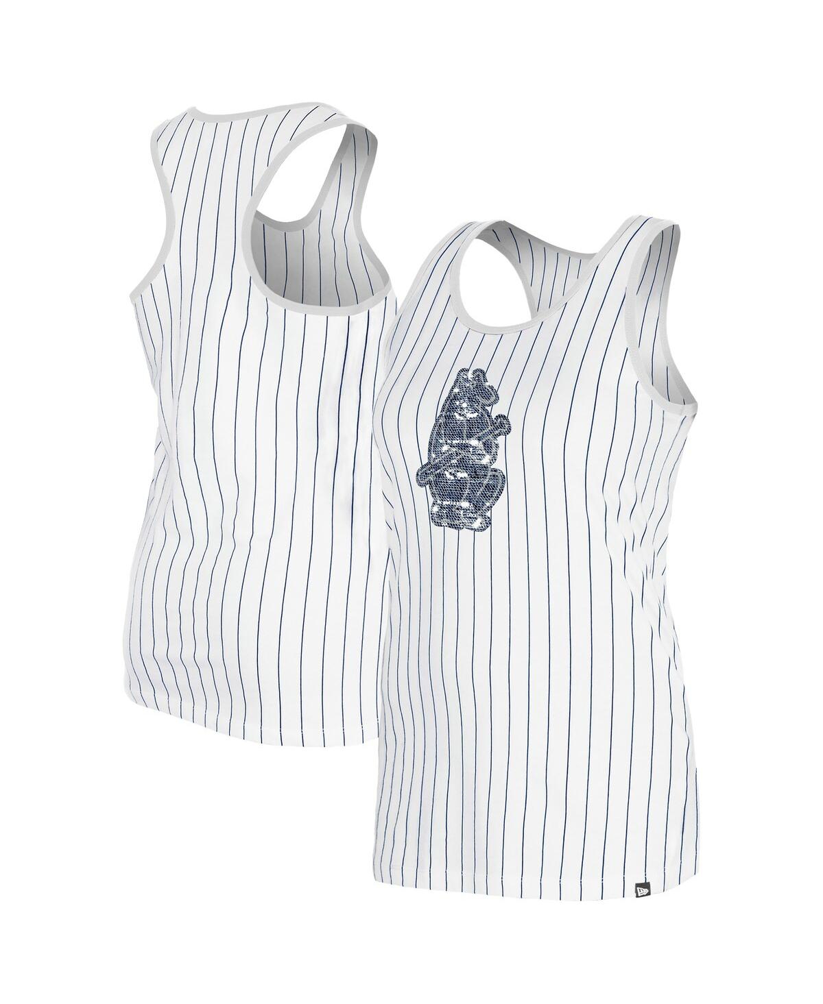 Women'sÂ White Chicago Cubs Gameday Pinstripe Tank Top - White
