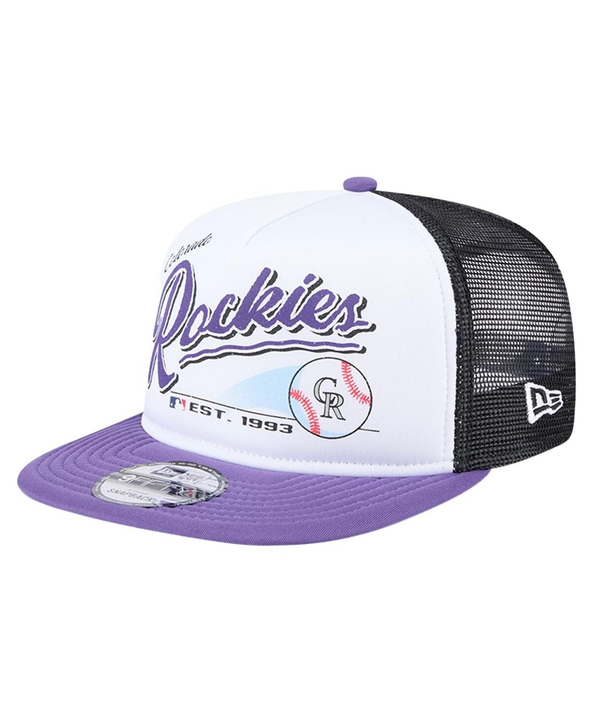 New Era Big Boys And Girls White Colorado Rockies Retro 9fifty Snapback Hat In Purple