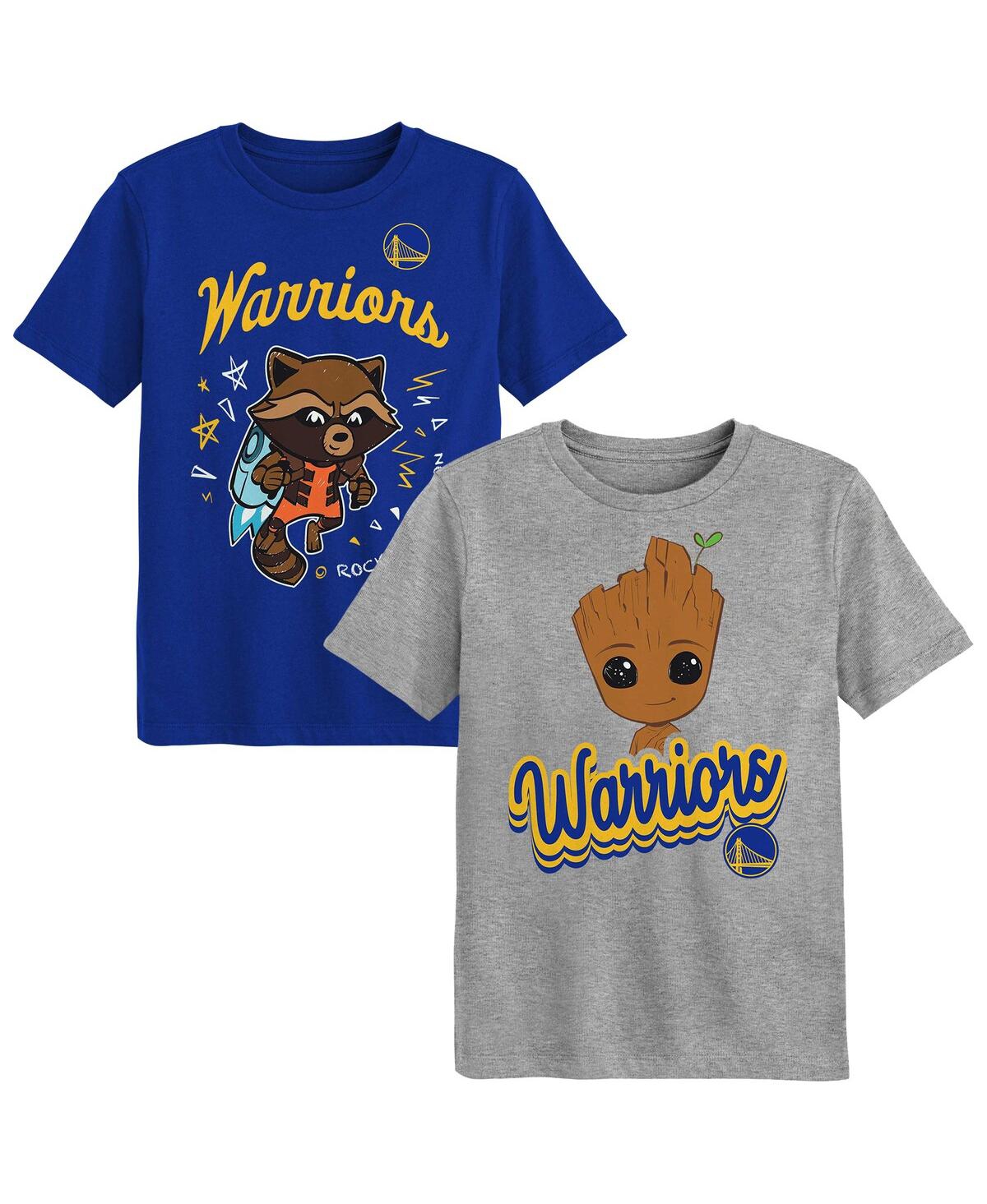 Outerstuff Kids' Preschool Golden State Warriors 2-piece Guardians Of The Galaxy T-shirt Set In Blue