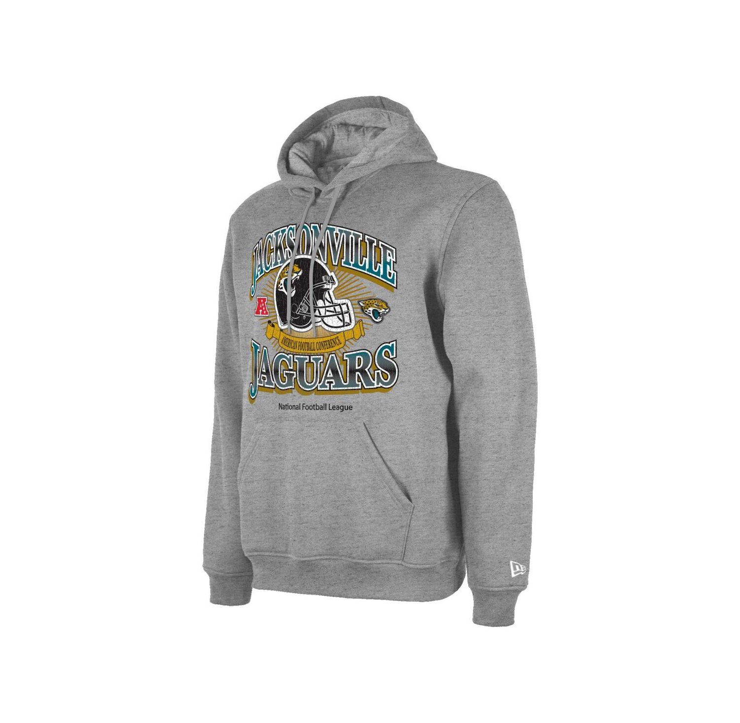Men's Heather Gray Jacksonville Jaguars Retro Pullover Hoodie